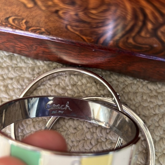Set of 3 Silver Toned Coach bangle bracelets - Picture 8 of 9